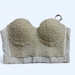 Pearl Embellished Bustier Top